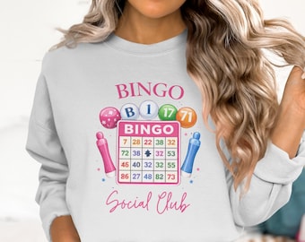 Moletom do Clube Social de Bingo, Roupa para Noite de Jogos, Presente para Amantes de Bingo, Camiseta com Números da Sorte, Jogador de Bingo Divertido, Moletom para Hobbies
