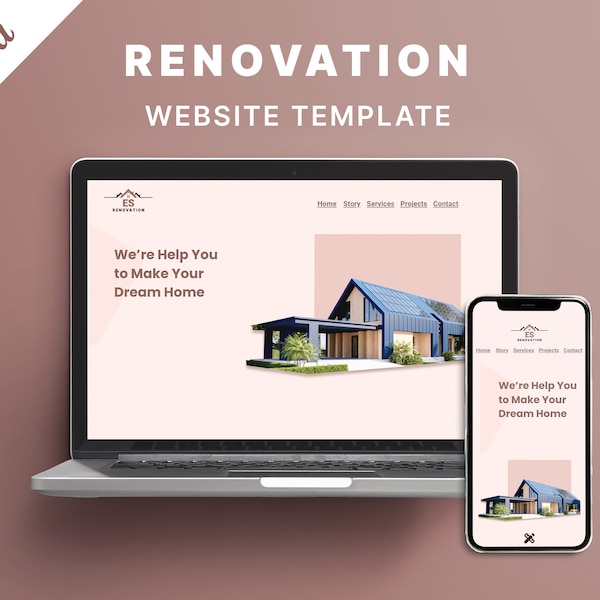 Canva Website Template for Renovation  | Canva Landing Page | Renovation Website | Canva Template | Instant Download