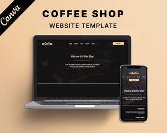 Canva Website Template: Coffee Shop Landing Page (Instant Download)