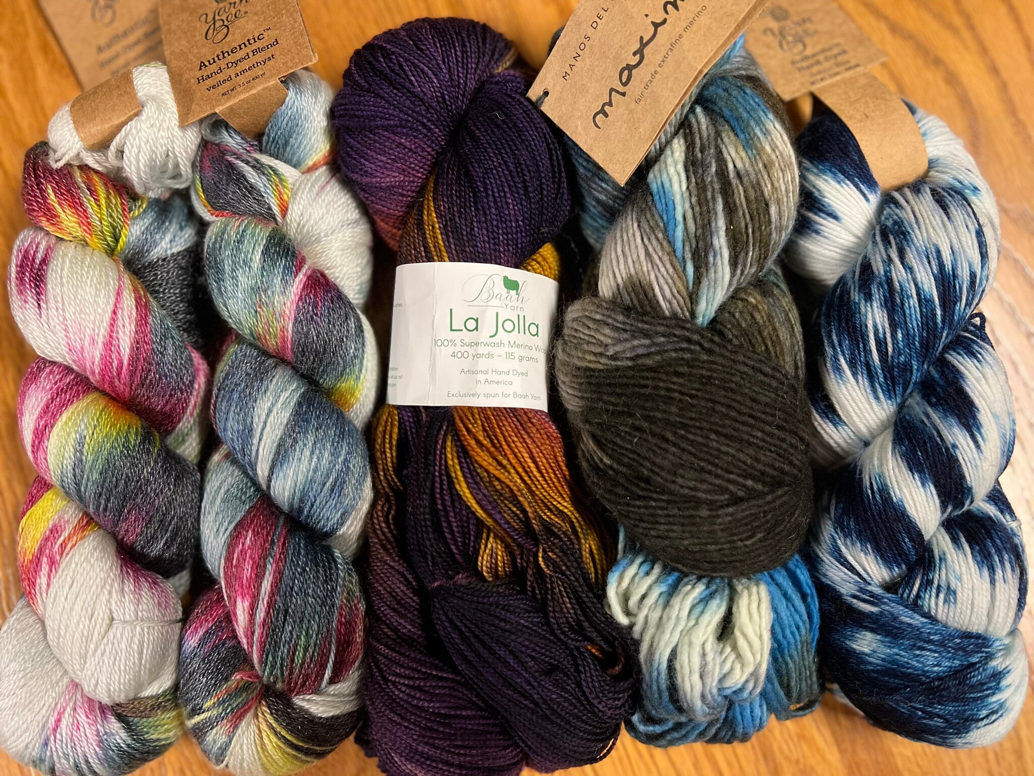 Designer Yarn Grab Bag Very Fun Mix Handdyed Blue & Purple Etsy