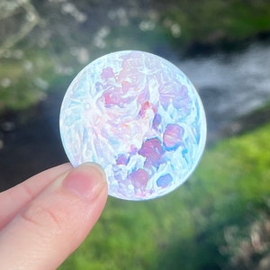 Full moon sticker, holographic die cut vinyl, Space epoxy Resin Decal, Outerspace Artful Art, Celestial Lunar Image, Interstellar Print
