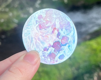 Full moon sticker, holographic die cut vinyl, Space epoxy Resin Decal, Outerspace Artful Art, Celestial Lunar Image, Interstellar Print