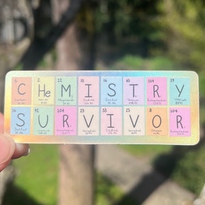 Vinyl Holographic Periodic Table, Chemistry Pun Sticker, Custom STEM Decal, Cute Science Art, Fun Nerdy Illustration, Pink and Pastel Decal
