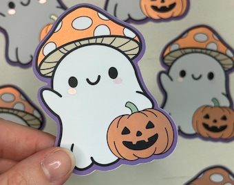 Halloween Ghost Sticker, Holographic Matte Vinyl,  Water Bottle Decal