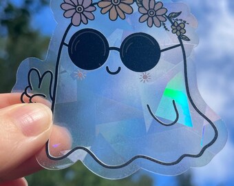Halloween Ghost Suncatcher Sticker, Window Vinyl Decal, Rainbow Makers