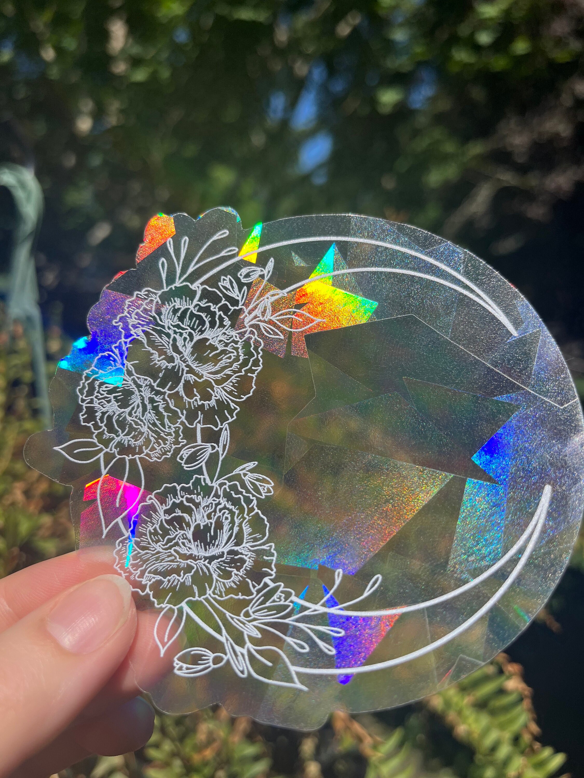 Lightcatcher Sticker Crescent Moon Sticker, Suncatcher Die Cut Vinyl Decal, Rainbow Window ...