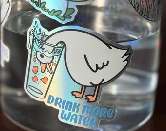 Drink Water Sticker - Funny Goose Vinyl Hydration Reminder Decal