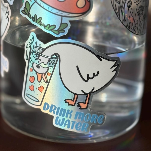 Drink Water Sticker - Funny Goose Vinyl Hydration Reminder Decal