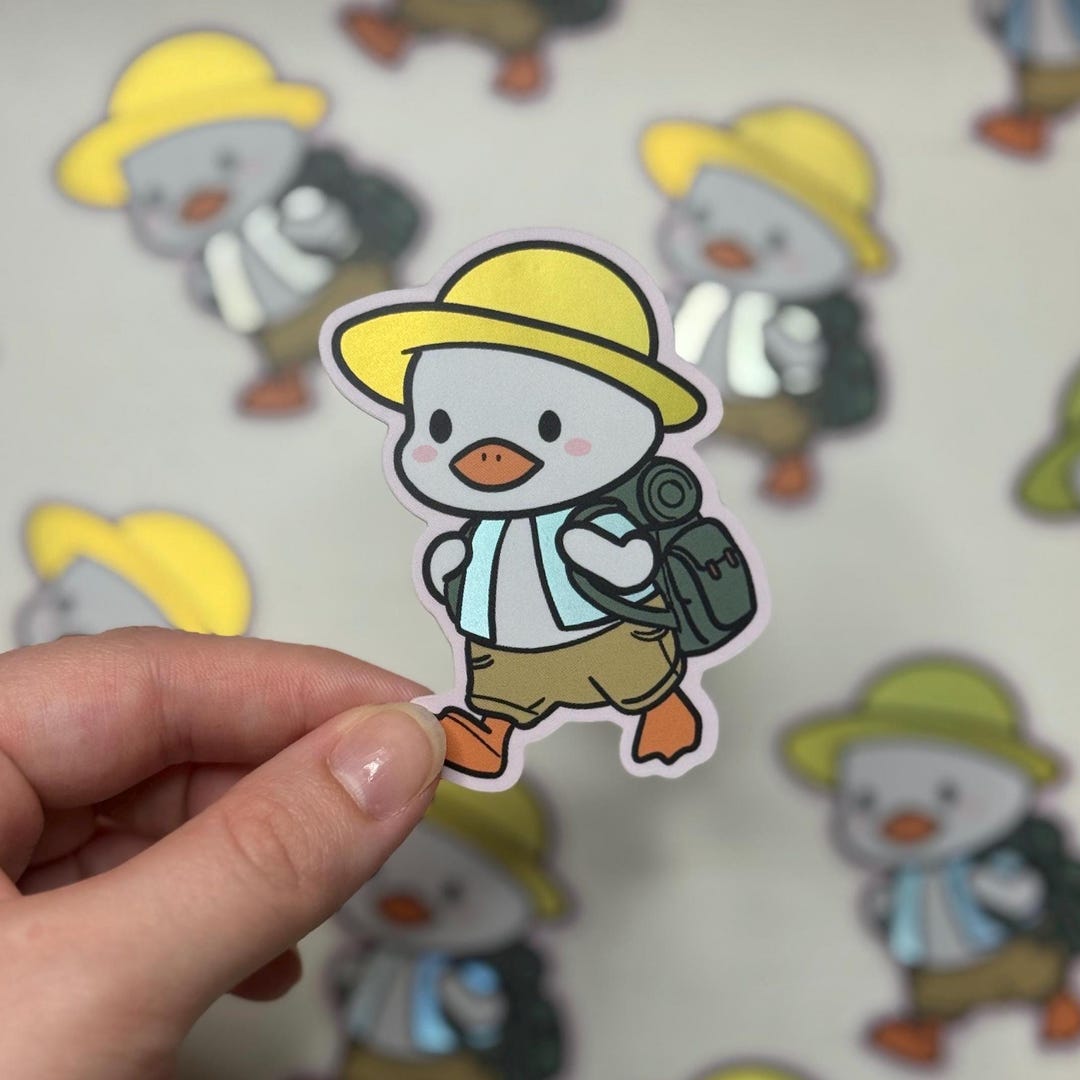 Adventure Duck Sticker, Holographic Die Cut Vinyl, Funny Duckie ...