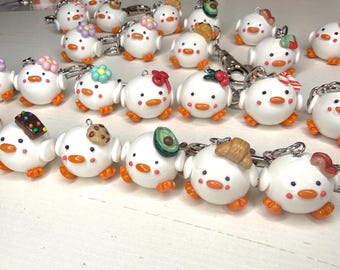 Goose Polymer Clay Keychain and Bag charm, Mini Food Figurines