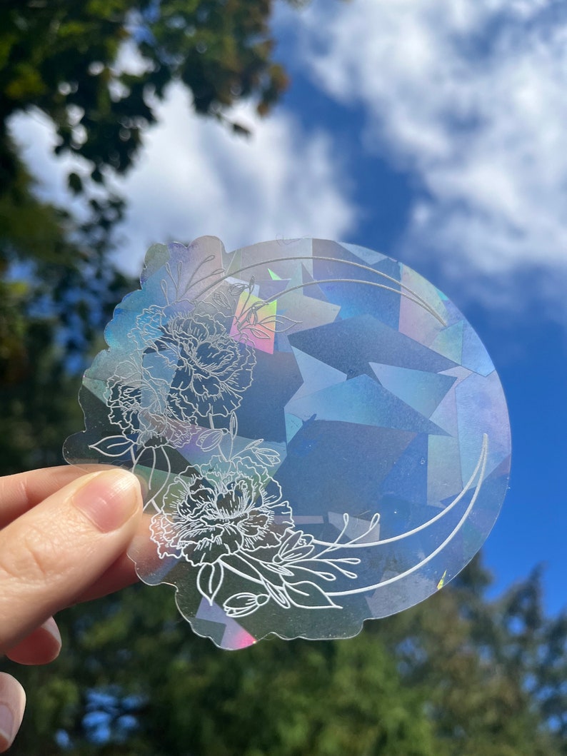 Lightcatcher Sticker Crescent Moon Sticker, Suncatcher Die Cut Vinyl Decal, Rainbow Window ...