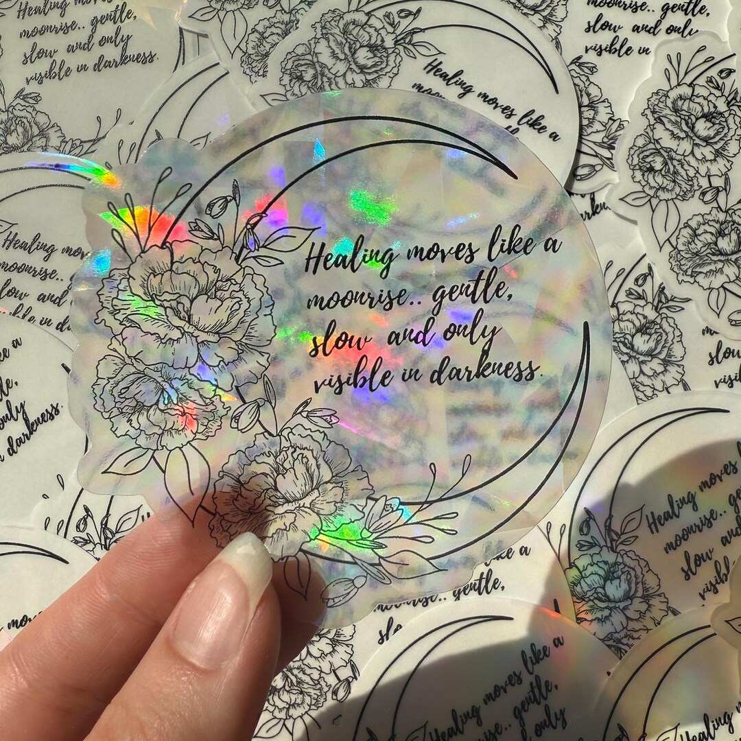 Lightcatcher Sticker Moon Suncatcher Sticker, Die Cut Vinyl Decal, Rainbow Window Cling ...