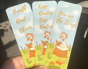 Goose Bookmark, Cottage Core  Reading Gift Set, Cute Animal Stationery, Cozy Bookish Accessory for Mental Health & Book Lovers