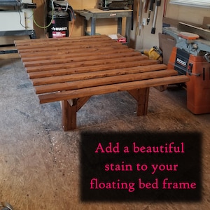 STAIN UPGRADE for Floating Bed Frame Simple Tatami Mat Mattress Platform King Size Box spring Bedframe Custom Wood California Queen