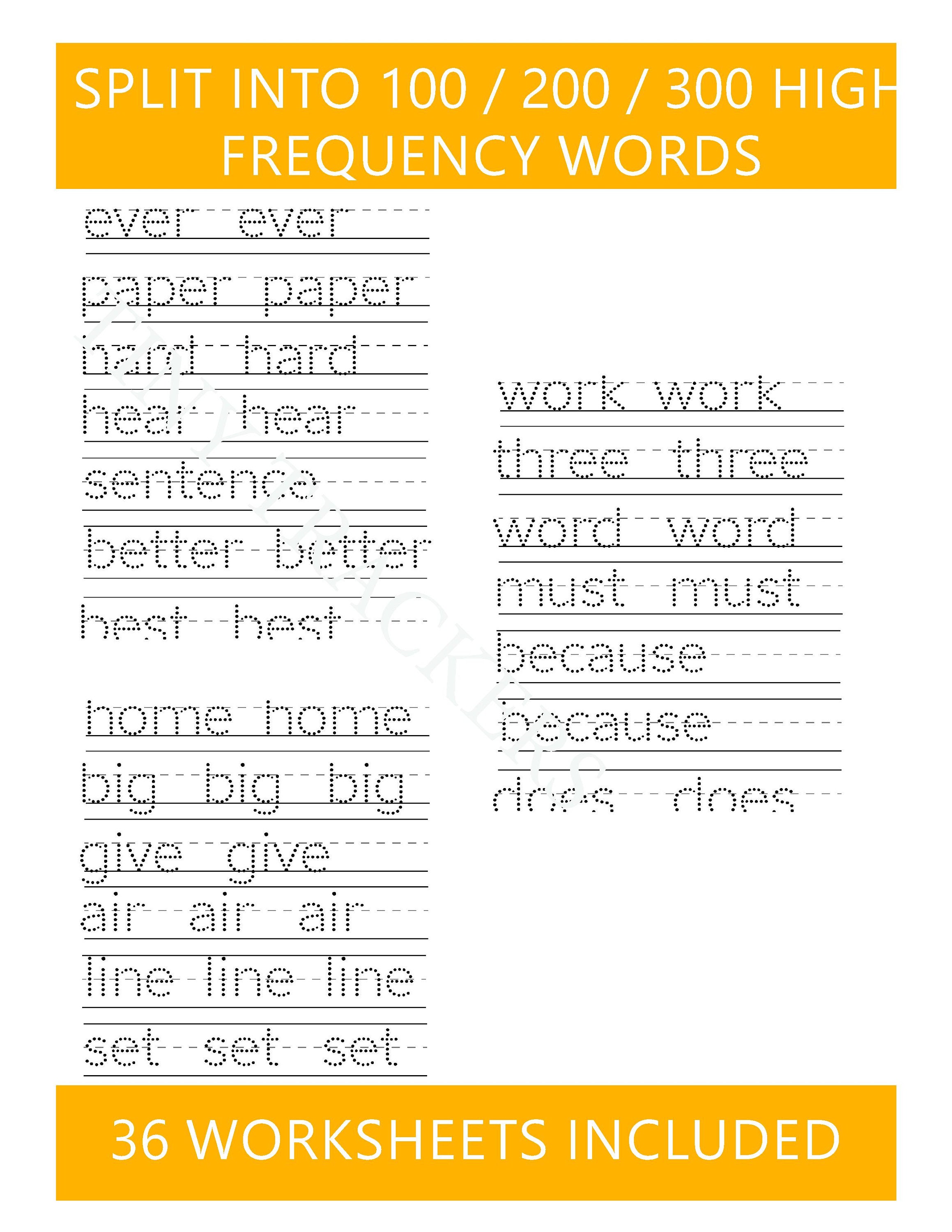 300 High Frequency Words Etsy