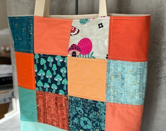 Patchwork Quilted Tote Bag: Whimsical Cotton Shoulder Bag