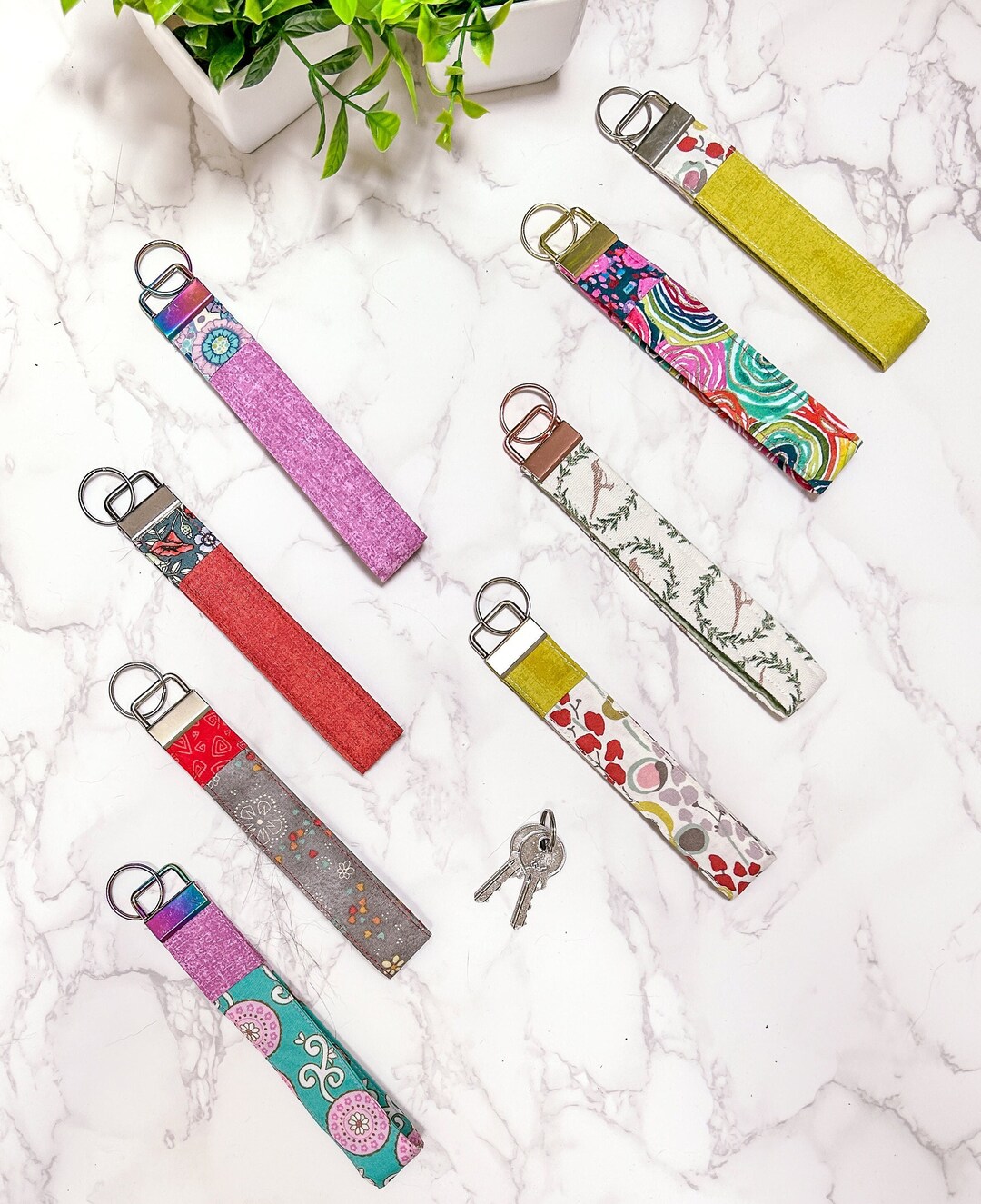 Fabric Wristlet Keychain, Cotton Key Fob, Handmade in USA - Etsy