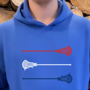 Lacrosse Hoodie Sweatshirt, Gift for Lacrosse Player Pullover, Gift for Coach, Lacrosse Fan Gift, Patriotic Shirt for Athlete, Sports Hoodie