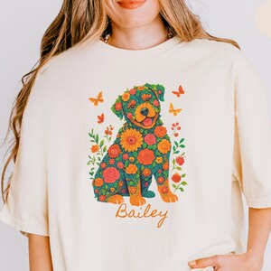 Personalized Rottweiler Shirt, Dog Mom Comfort Colors Tee, Boho Gift for Mom, Custom Rottie T-Shirt, Cute Dog Lover Gift, Protective Pup