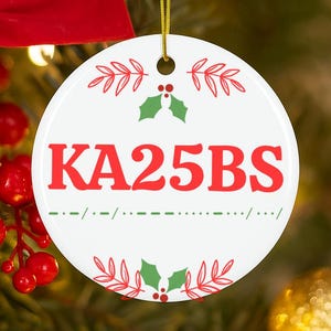 Personalized Ham Radio Call Sign Ornament, Custom Morse Code Ceramic Ornament, Christmas Gift for Ham Radio,Techie Radio Operator Tree Decor