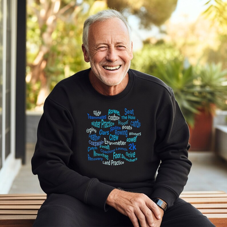 Rowing Team Crewneck Sweatshirt, Crew Word Bubble Shirt, Row Terms Top