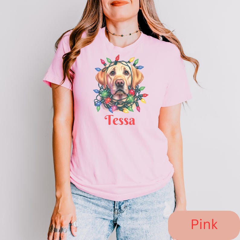 Yellow Lab Christmas Tshirt, Personalized Labrador Tee Shirt, Custom