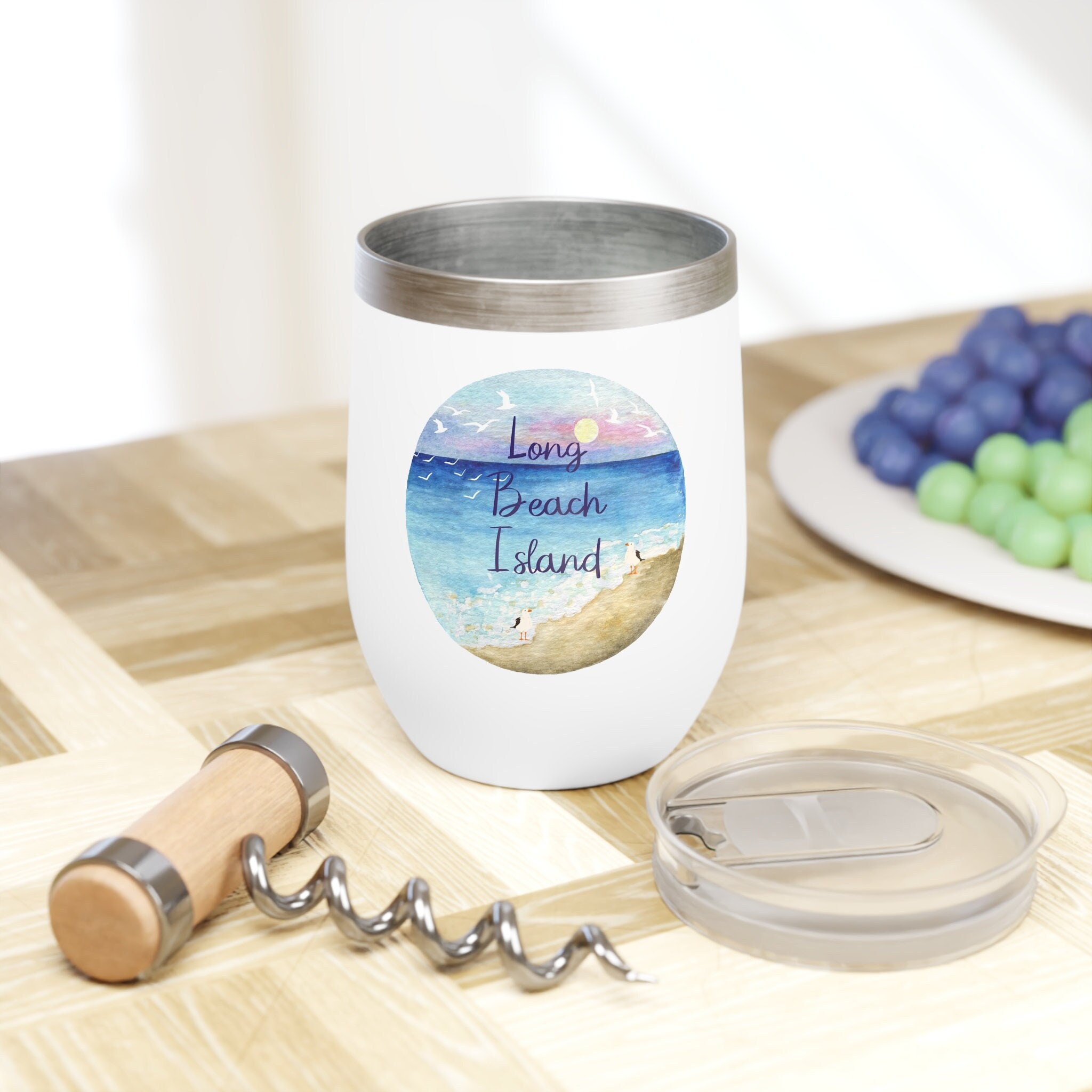 Long Beach Island Wine Tumbler, Long Beach Island Gift, LBI Gift, Customized Jersey Shore Mom Gift, Personalized Beach Cup, LBI Hostess Gift