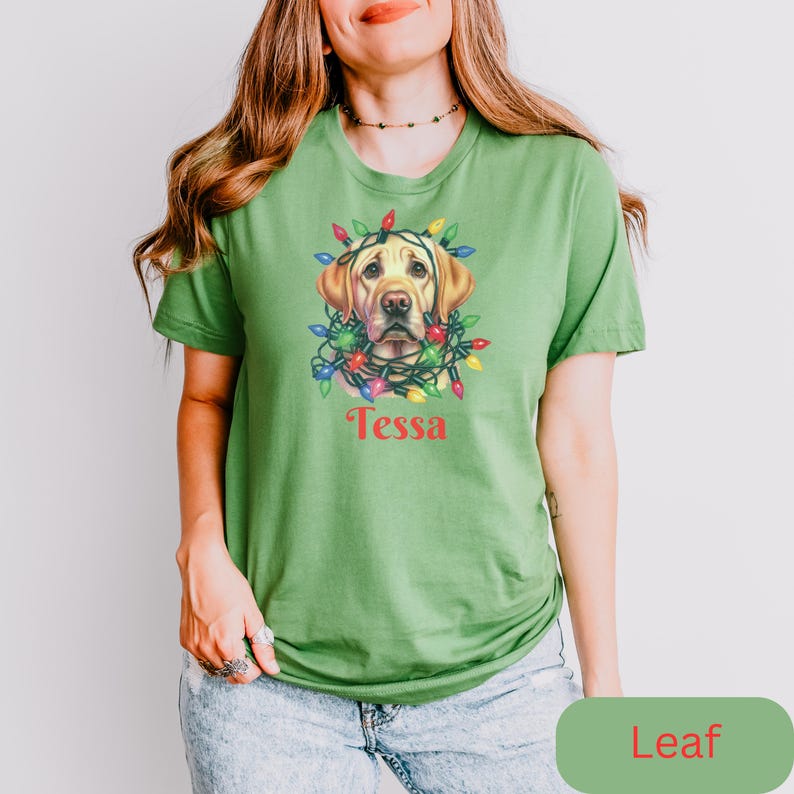 Yellow Lab Christmas Tshirt, Personalized Labrador Tee Shirt, Custom