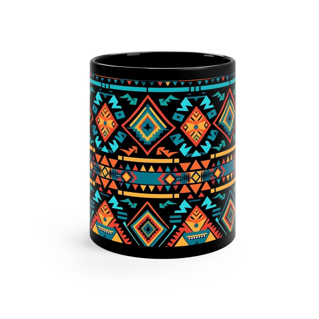 Aztec Pattern Coffee Cup, Colorful Aztec Print Tea Cup, Aztec Textile ...