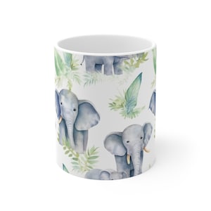 Elephant Coffee Mug, Elephant Tea Cup, Animal Coffee Cup, Gift for Elephant Lovers, Gift for Her, Gift for Him
