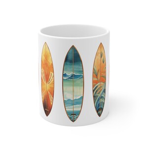 Surfs Up Coffee Mug Surf Mug Ocean Surfing Mug Sea Tea Cup Surf Board Surfer Gift for Him and Her Ceramic Mug 11oz