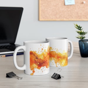 Splash of Orange Watercolor Coffee Mug Orange Abstract Mug Vintage Orange Tea Cup Gift for Her Gift for Mom