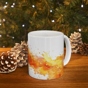 Splash of Orange Watercolor Coffee Mug Orange Abstract Mug Vintage Orange Tea Cup Gift for Her Gift for Mom