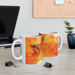 Splash of Orange Watercolor Coffee Mug Orange Yellow Abstract Mug Vintage Orange Tea Cup Gift for Her Gift for Mom