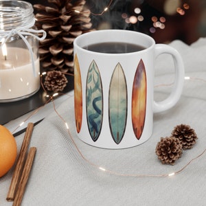 Surfs Up Coffee Mug Surf Mug Ocean Surfing Mug Sea Tea Cup Surf Board Surfer Gift for Him and Her Ceramic Mug 11oz