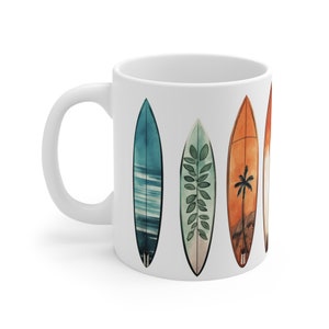 Surfs Up Coffee Mug Surf Mug Ocean Surfing Mug Sea Tea Cup Surf Board Surfer Gift for Him and Her Ceramic Mug 11oz