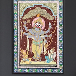 Lord Jagannath Krishna Pattachitra Malerei traditionelle indische Volkskunst | indische Miniatur, Madhubani, Kalamkari, Pichwai Art, Radha Krishna