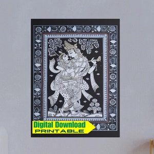 Radha Krishna indische Volkskunst Jagannath Pattachitra Malerei, Kalamkari Malerei, Madhubani Kunst, traditionelle indische Malerei, Wanddekor