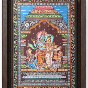 Radha Krishna indische Volkskunst Jagannath Pattachitra Malerei, Kalamkari Malerei, Madhubani Kunst, traditionelle indische Malerei, Wanddekor