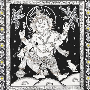 Sri Ganesha handmade Pattachitra painting | kalamkari, Madhubani, warli, Pattachitra painting | traditional Indian folk art | ganapati art