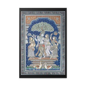 Radha Krishna indische Volkskunst Jagannath Pattachitra Malerei, Kalamkari Malerei, Madhubani Kunst, traditionelle indische Malerei, Wanddekor