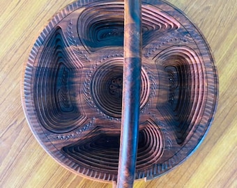 Handcrafted Foldable Sheeshamwood Dry Fruit Tray, Carved Wooden Bowl, 5 Section Snack Platter, Wooden Serving Tray, Rustic Home Decor Gift