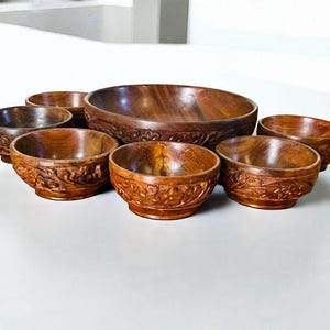 Handcrafted Premium Wooden Bowl Set – Rustic & Elegant Tableware – Premium Kitchen Essentials –   Perfect for Snacks Salads and Soups