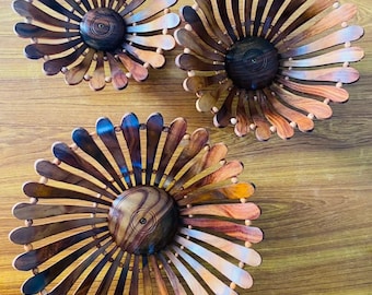 Handcrafted Wooden Fruit Bowl Set, Rustic Kitchen Decor, Handcarved Fruit Basket Set of 3, Decorative Serving Centrepiece, Dining Decor