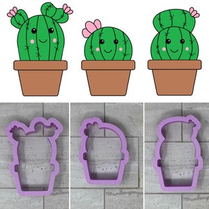 Set di formine per biscotti a forma di cactus: cactus, succulente, piante, divertenti, in vaso, in vaso, felici, carini