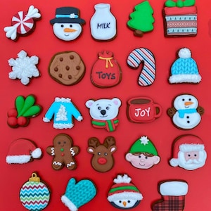 Christmas Advent Calendar Mini Cookie Cutter Set,  Santa, Reindeer, Present, Gingerbread, Snowman, Winter, Rudolf, Elf, Tree, Holly