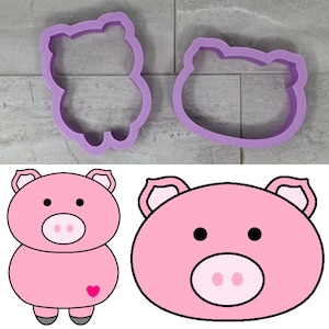 Pig Cookie Cutter Cutters Set - fun, sweet, love, happy, cute, face, animal, piglet, oink, farm
