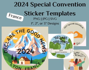 2024 Special Convention Sticker Template | Lyon, France Convention Gifts| Digital Stickers Instant Download | Print at home PNG JPG SVG