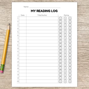 Registro de calificación de libros para niños imprimible / Seguimiento de libros simple / Libros que he leído / A4, carta, planificador, HP Classic / Descarga digital para educación en el hogar