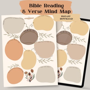 Bibel Studium druckbare Mind Map | Vers und Kapitel Arbeitsblatt | Persönliches Schriftstudie & Meditation | Verszuordnung